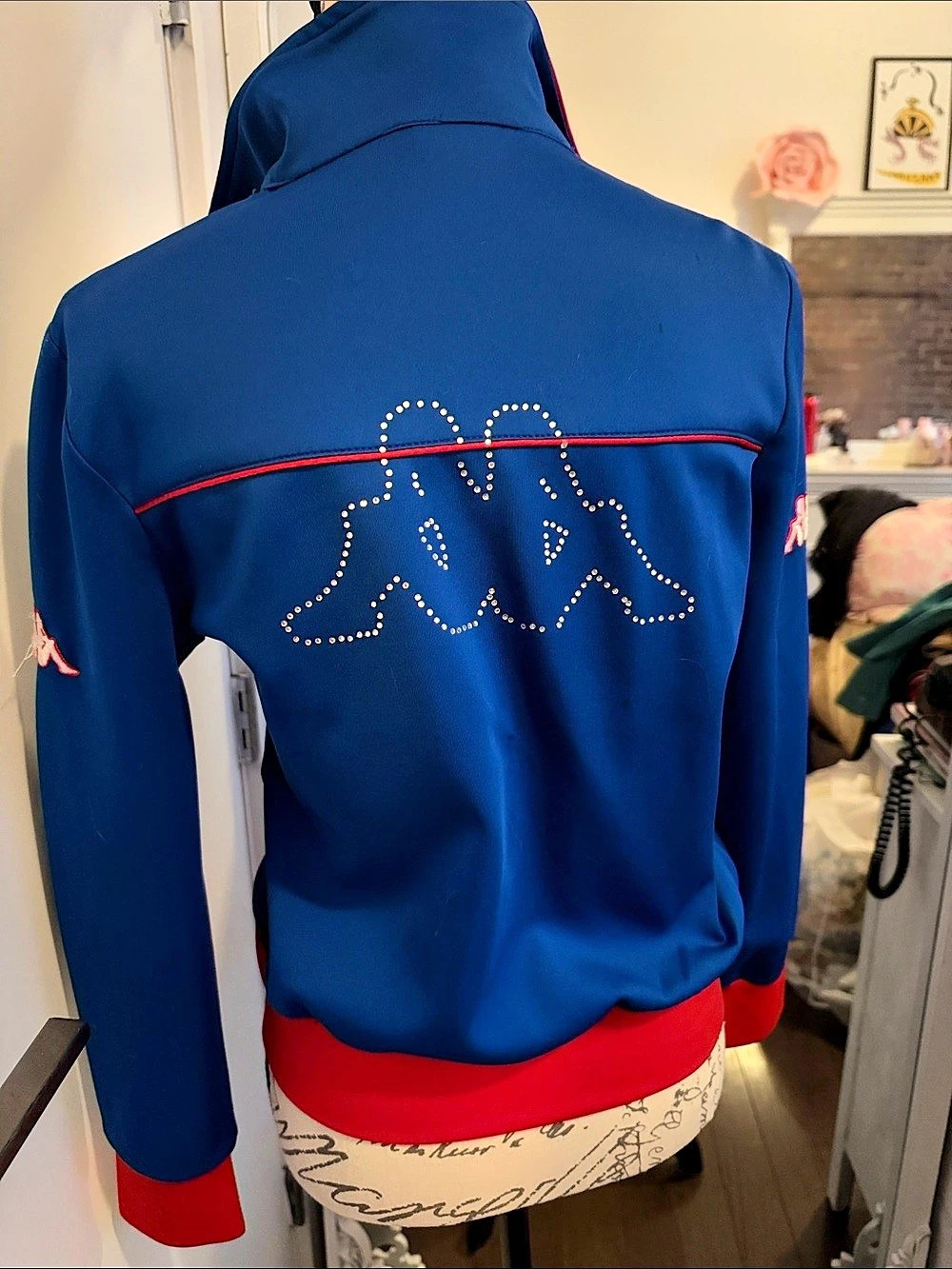 Vintage Kappa rhinestone Blue & Red Track Jacket Size Medium - Picture 2 of 3